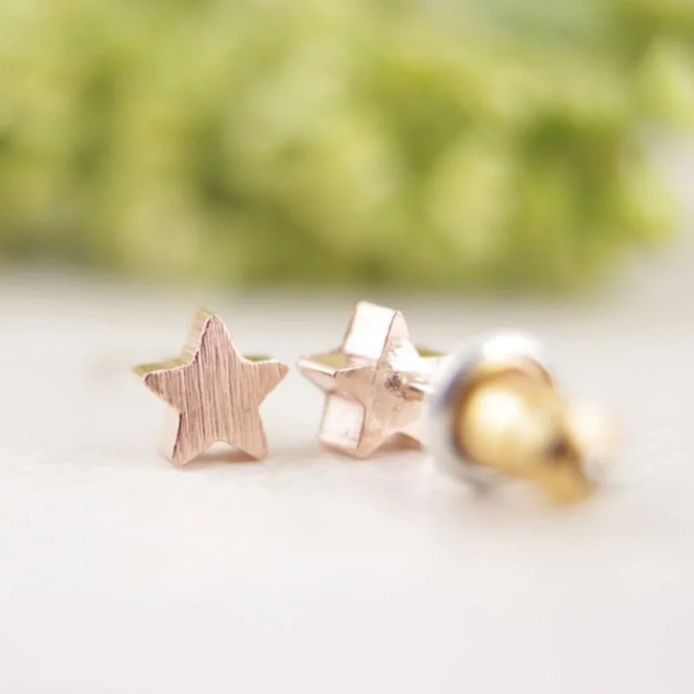 Jewelry earrings stud studs star stars sky celestial rose gold tone brand new